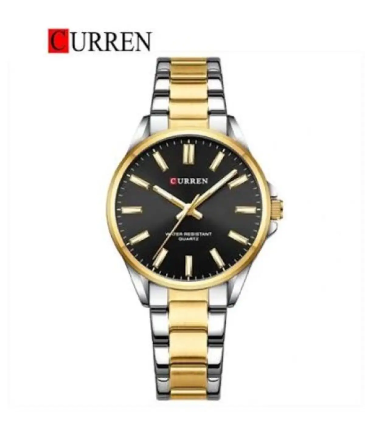 87-CURREN-SILVER-BLACK CURREN 9090 Stainless Steel Women Watches for – Silver Gold & Black - Image 1