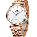 Olevs 5596 Luxury Elegant Men’s Watch -Rose Gold